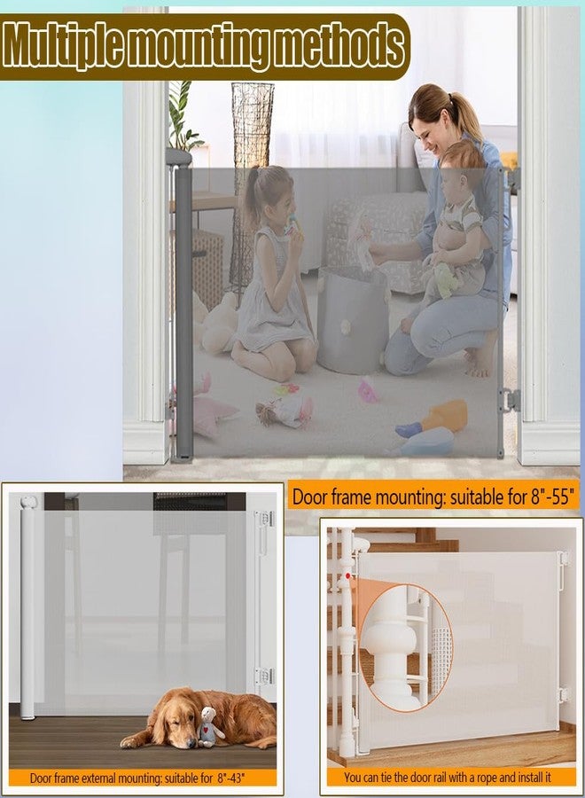 OCOELY Retractable Baby Gates for Stairs Doorways Hallways, Soft Mesh Safety Retractable Dog Gate for Pet, Indoor Or Outdoor Use, Easy Installation,33.6" Tall,Expands to 55" Wide,White - Image 3